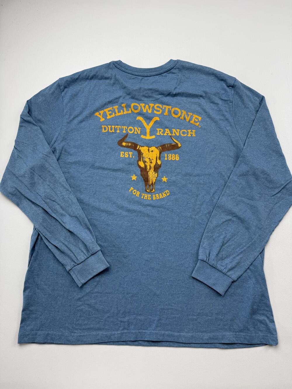 Yellowstone Shirt Mens 2XL Blue Long Sleeve Dutton Ranch Western Graphic Tee